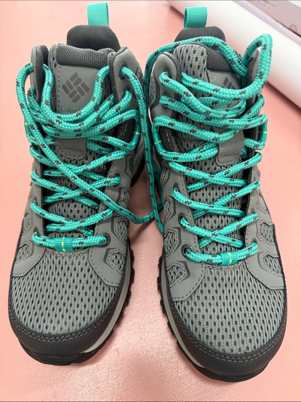 Columbia Kids Gray and Teal Trail Sneakers